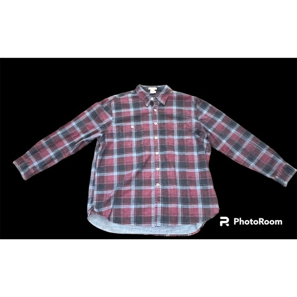 Carbon Other - Carbon 2 Cobalt Men's Flannel Shirt XL Red Gray Plaid Button-Up Long Sleeve